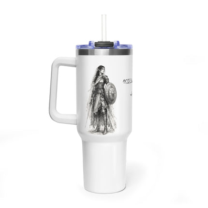 Valiant Collection White Vacuum Thermal Tumbler, 40oz with Black Logo