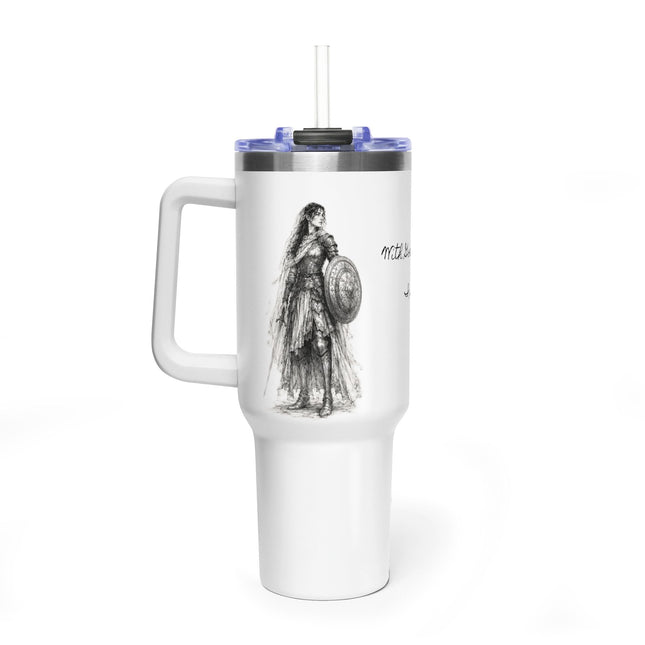 Valiant Collection White Vacuum Thermal Tumbler, 40oz with Black Logo