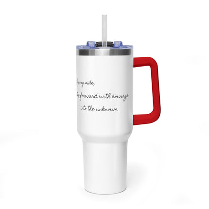 Valiant Collection White Vacuum Thermal Tumbler, 40oz with Black Logo