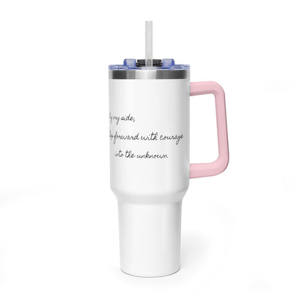 Valiant Collection White Vacuum Thermal Tumbler, 40oz with Black Logo