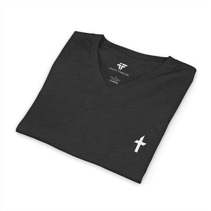 Women's Faithful Collection Short Sleeve V-Neck Shirt with White Logo