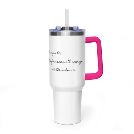 Valiant Collection White Vacuum Thermal Tumbler, 40oz with Black Logo