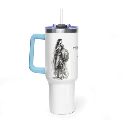 Valiant Collection White Vacuum Thermal Tumbler, 40oz with Black Logo