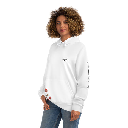 Women's Angel Collection White All-Over-Print Fashion Hoddie with Black Logo