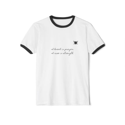 Women's Valiant Collection White Cotton Ringer T-Shirt with Black Logo
