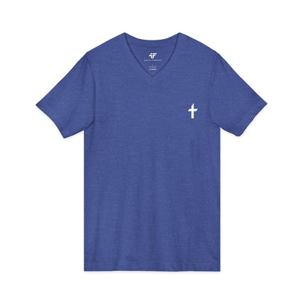 Women's Faithful Collection Short Sleeve V-Neck Shirt with White Logo