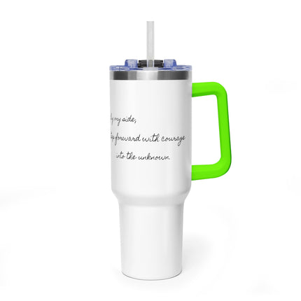 Valiant Collection White Vacuum Thermal Tumbler, 40oz with Black Logo