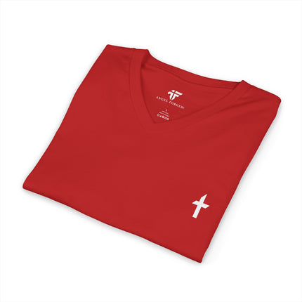 Women's Faithful Collection Short Sleeve V-Neck Shirt with White Logo