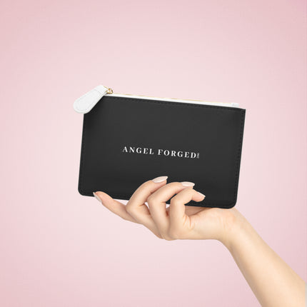 Forged Collection Black Mini Clutch Bag with White Logo