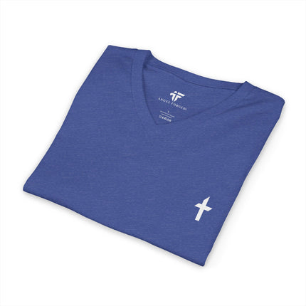 Women's Faithful Collection Short Sleeve V-Neck Shirt with White Logo
