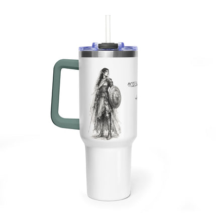Valiant Collection White Vacuum Thermal Tumbler, 40oz with Black Logo