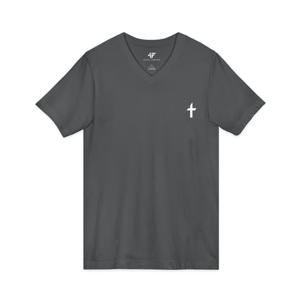 Women's Faithful Collection Short Sleeve V-Neck Shirt with White Logo