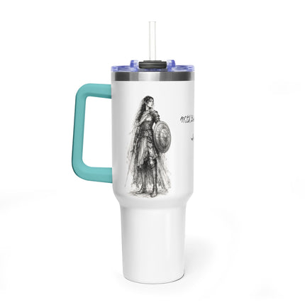 Valiant Collection White Vacuum Thermal Tumbler, 40oz with Black Logo