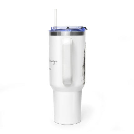 Valiant Collection White Vacuum Thermal Tumbler, 40oz with Black Logo
