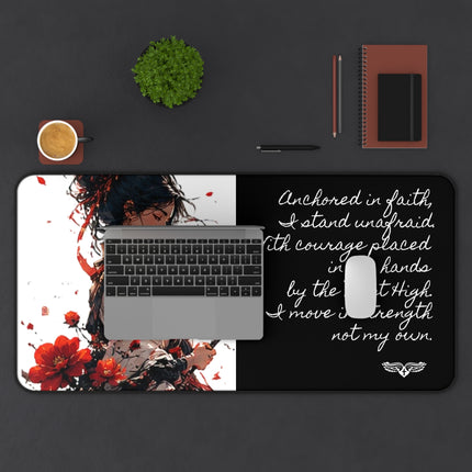 Angel Collection White Desk Mat with Black Logo