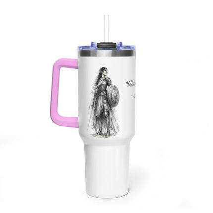 Valiant Collection White Vacuum Thermal Tumbler, 40oz with Black Logo