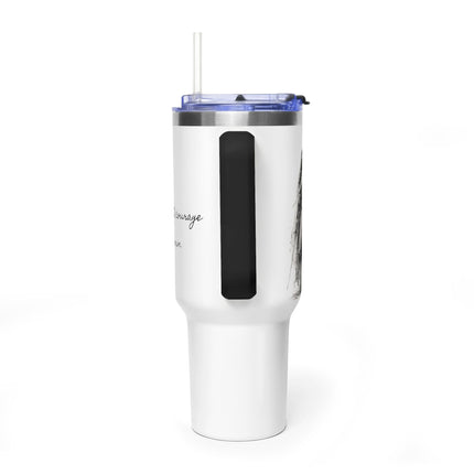 Valiant Collection White Vacuum Thermal Tumbler, 40oz with Black Logo